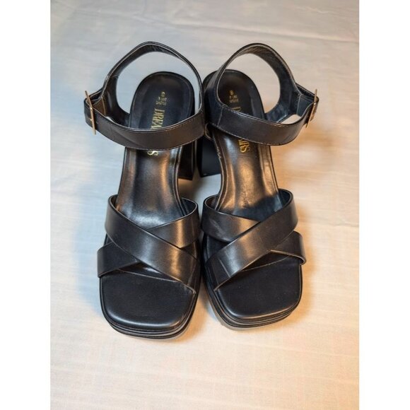 Dream Paris women's size 8 black platform sandals Y2K vegan leather - Picture 3 of 8